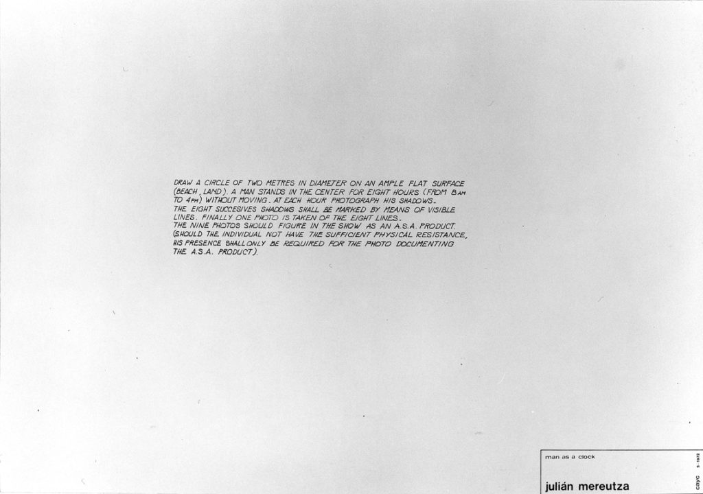 Iulain Mereuță, Man as a Clock, CAYC, 1972